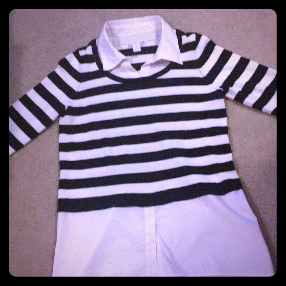 Striped sweater collar top